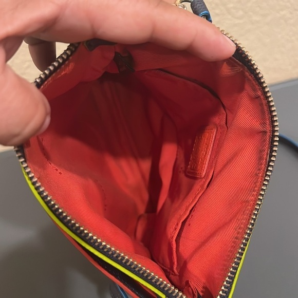 Coach Colorblock Crossgrain Leather Crossbody Bag | Navy, Red, Yellow Trim - Picture 9 of 15